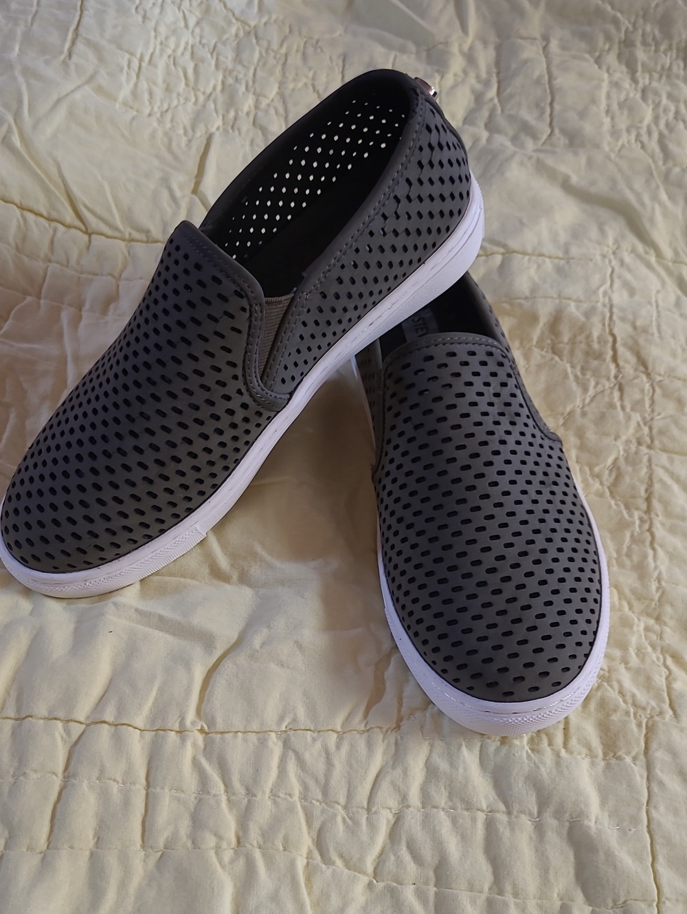 Steve Madden Charcoal Perforated Slip-On Sneakers
